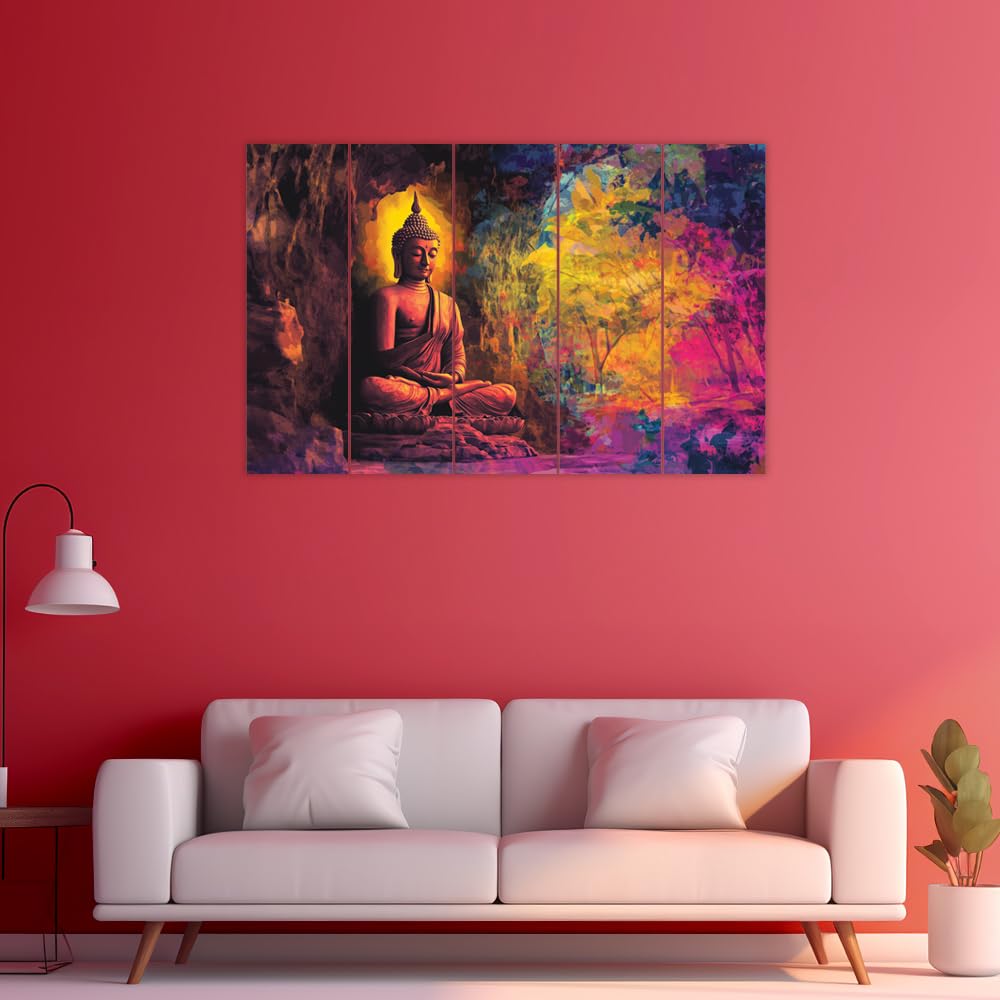 inep-b0dlb1xq4s-detail-shot-of-the-vinyl-print-and-wooden-frame-of-buddha-tiful-5-panel-framed-wall-art.jpg